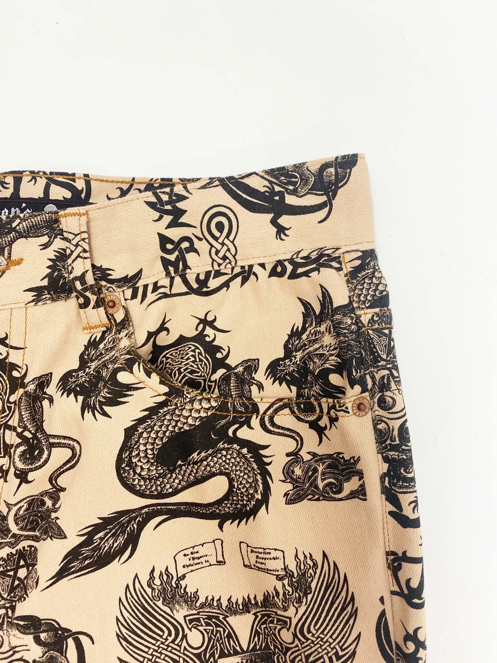 Jean Paul Gaultier 90s skull tattoo pants — JAMES VELORIA